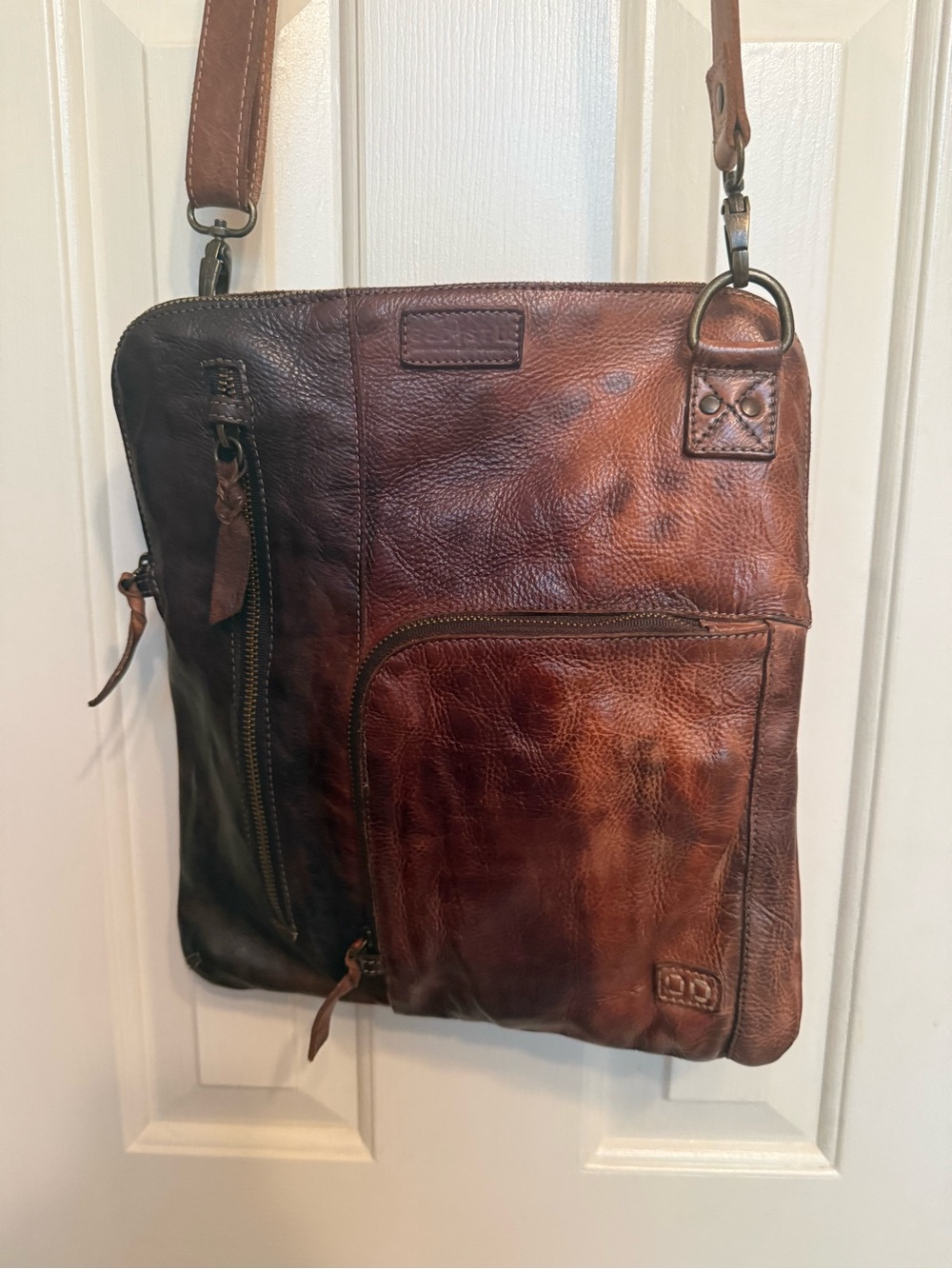 Bed Stu Two-Tone Brown Leather Messenger Bag